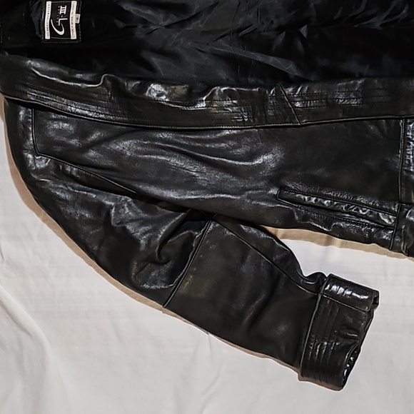 Women's Black Leather Jacket by Global Identity - Picture 2 of 16